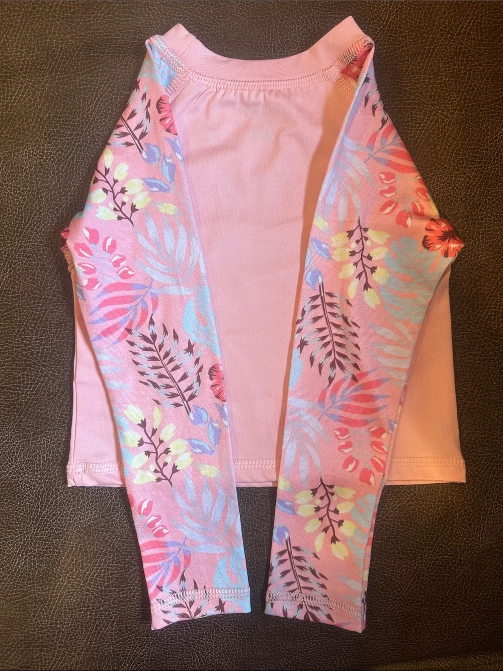 Roxy Girls' Pink Floral Long-Sleeve Rashguard